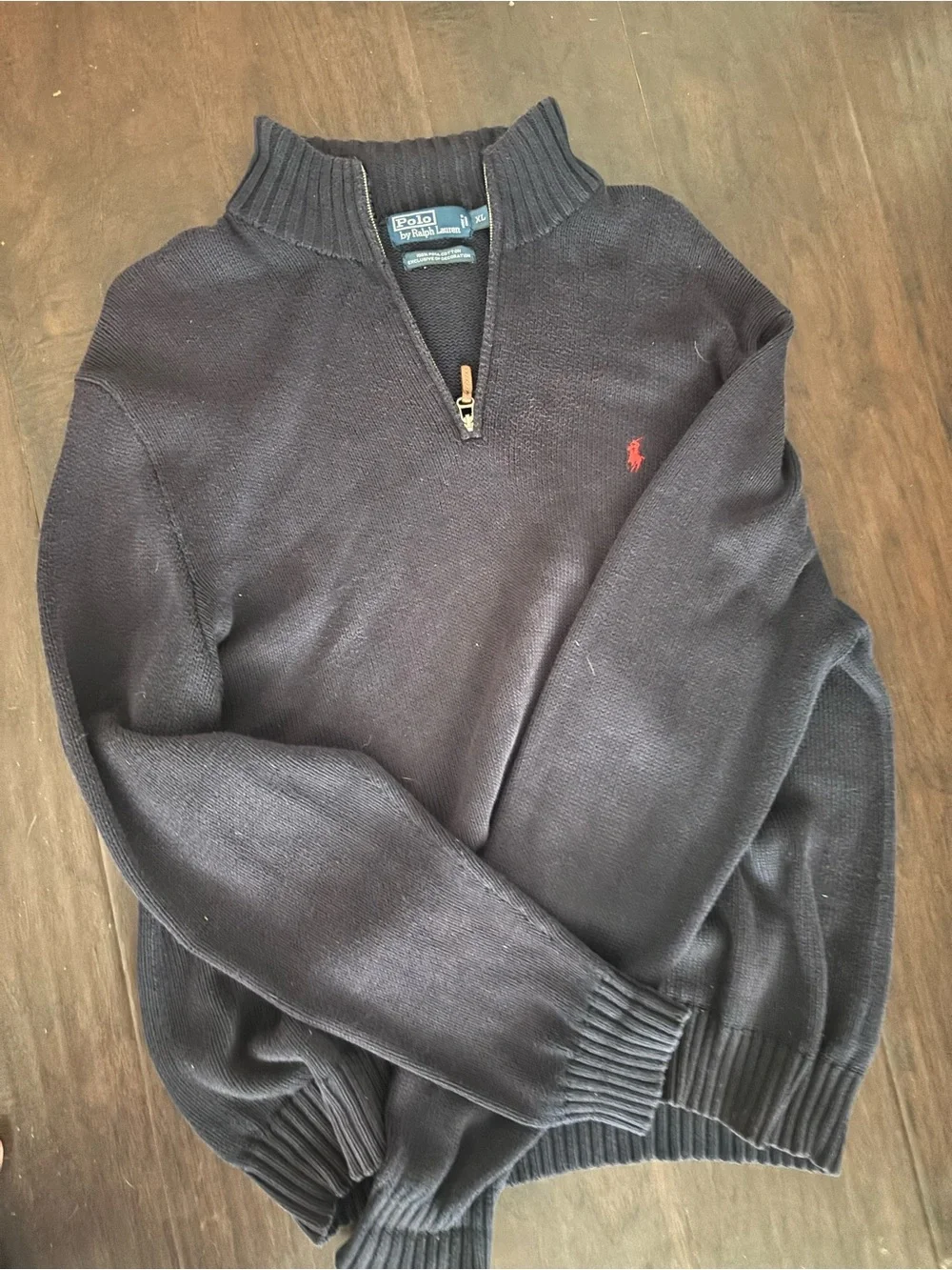 Polo by Ralph Lauren Navy Half-Zip Sweater with Red Pony